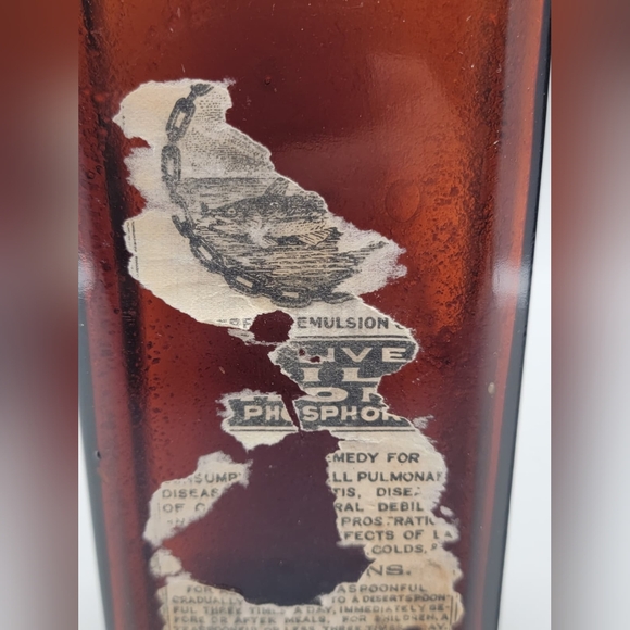 Antique Ferrol Cod Liver Oil Bottle, National Ferrol Co Toronto, Amber Glass - Picture 6 of 13